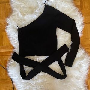 Wollen one sleeve crop top